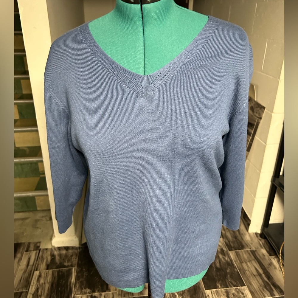 dressbarn Women's V-Neck Sweater Set of 2 in Soft Blue and Purple Size 14 16